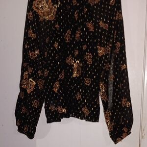 Express Elegant Black Top with Gold Accents